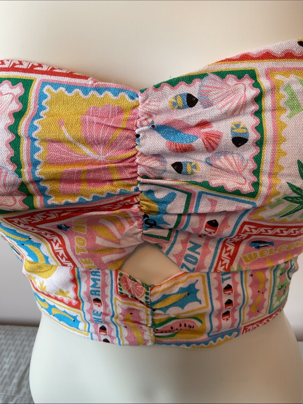 Monteau Multicolor Linen Crop Top - Picture 4 of 7